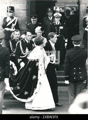 Inthronisierung in den Niederlanden 1980 in Amsterdam. Königin Beatrix, Prinz Claus, *** Enthronement in den Niederlanden 1980 in Amsterdam Königin Beatrix, Prinz Claus, Stockfoto