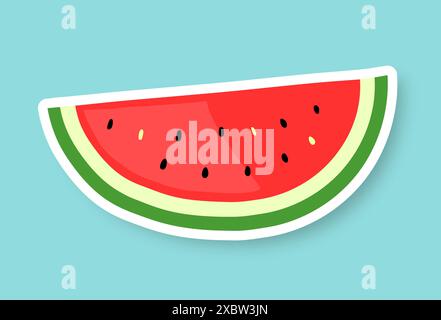 Ein Stück Wassermelone auf einem Stock auf blauem Hintergrund. Flache Vektor-Illustrationen im Cartoon-Stil. Stock Vektor