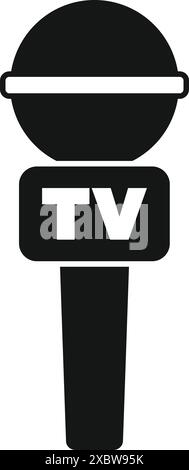 Schwarzes Mikrofonsymbol, das Fernsehberichte für Live-Nachrichten darstellt Stock Vektor