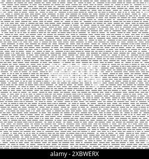 Gestrichelte Linienmuster, horizontale Schwarzweißschraffur mit geraden unterbrochenen Linien – nahtlose, wiederholbare Textur des Vektors Stock Vektor