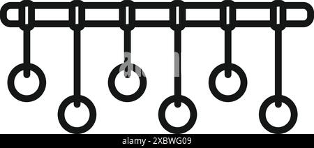 Turnringe hängen an einer Holzbar, die ein Konzept des Fitness-Trainings und gesunden Lebensstils repräsentieren Stock Vektor