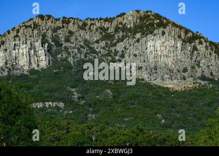 Wunderschöne Landschaft der Sierra Madrona, Umwelterziehung, Fuencaliente, Provinz Ciudad Real, Spanien Stockfoto