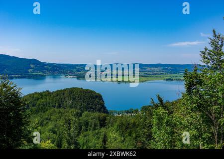 Drohne, Landschaft, Land, walchensee, kochelsee, bayern, deutschland, Sommer, Seeblick, Seeufer, Natur, malerische Landschaft, Berge, alpen Stockfoto