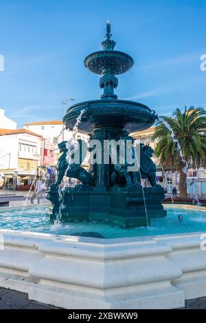 Porto, Portugal - 23. November 2023: Marmorbrunnen der Löwen in Porto oder Porto, Portugal Stockfoto