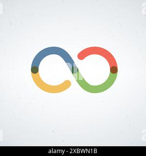 Infinity-Zeichen in 4 Farbteilen oder Optionen. Symbol für unendlich flach. Abbildung des Rohteils Vektors isoliert Stock Vektor