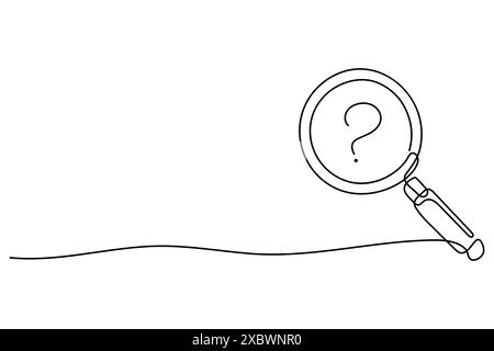 Lupe für Linienzeichnung mit Fragezeichen Symbol Vektorillustration Suchkonzept Stock Vektor