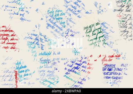 Verschwimmerte Teile einer Molkerei in deutscher Sprache Stockfoto