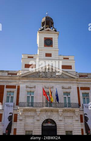 Das Königliche Postamt, der derzeitige Sitz des Präsidenten von Madrid, Plaza de la Puerta del Sol, Madrid, Spanien, Stockfoto