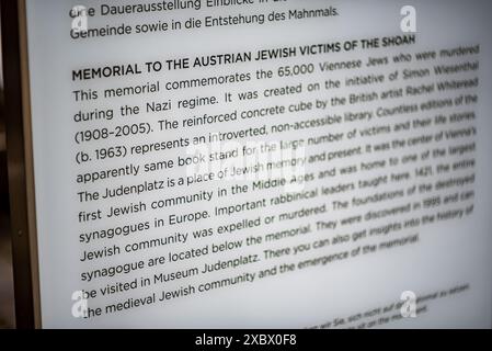 Gedenkstätte für die österreichischen jüdischen Opfer des Holocaust am Judenplatz in Wien, Hauptstadt Österreichs am 2. Mai 2023 Stockfoto