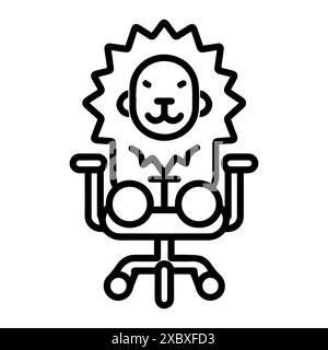 Lion-on-Chair-Logo oder modernes Symbol. Vektorgrafik und Ikonendesign mit auffälligen Konturen. Schwarz-weiß Pixel Perfect minimalistisches Symbol isoliert W Stock Vektor