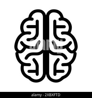 Digital Brain Logo oder modernes Line-Symbol. Vektorgrafik und Ikonendesign mit auffälligen Konturen. Schwarz-weiß Pixel Perfect minimalistisches Symbol isoliert W Stock Vektor