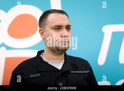 Nicht exklusiv: KIEW, UKRAINE - 12. JUNI 2024 - Chef des Verteidigungsgeheimnisses der Ukraine Kyrylo Budanov nimmt an der vierten Endphase des größten Teil Stockfoto