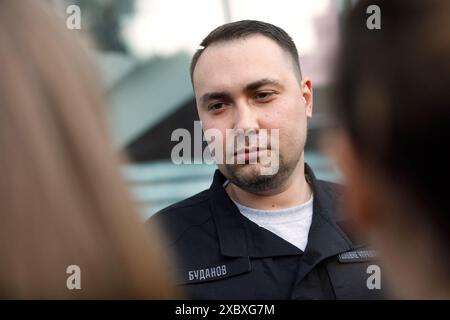 Nicht exklusiv: KIEW, UKRAINE - 12. JUNI 2024 - Chef des Verteidigungsgeheimnisses der Ukraine Kyrylo Budanov nimmt an der vierten Endphase des größten Teil Stockfoto