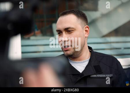 Nicht exklusiv: KIEW, UKRAINE - 12. JUNI 2024 - Chef des Verteidigungsgeheimnisses der Ukraine Kyrylo Budanov nimmt an der vierten Endphase des größten Teil Stockfoto