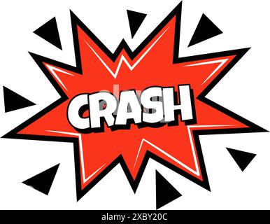 Comic-Blase. Sound-Dialog-Sprechblasen mit Wortabsturz. Pop-Art-Ausdruck in hellen Farben und schwarzer Umrandung. Stock Vektor