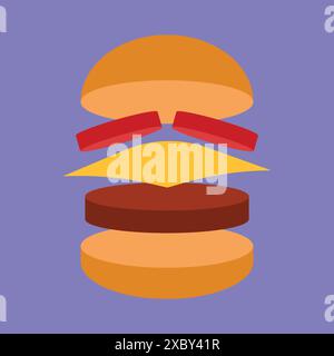 Cartoon Burger Vektor Hamburger Icon Vektor Ham Burger Illustration. Burger Fastfood Stock Vektor