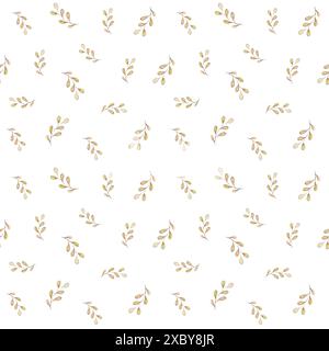 Nahtloses Muster mit braunen Blättern in Aquarellen Stockfoto