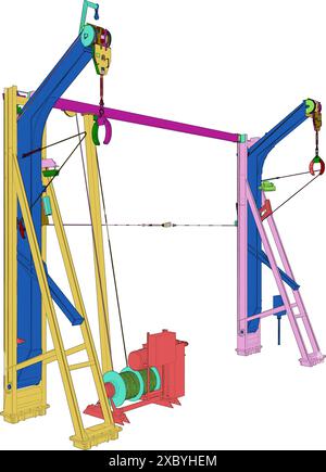 Hebekran Vektor. Industrie- Und Baumaschinen. Abbildung Isoliert Auf Weißem Hintergrund. Stock Vektor