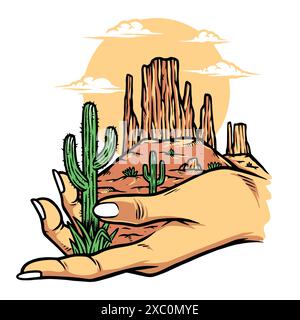 Wüste und Hand Vektor Illustration Stock Vektor