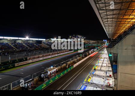 Le Mans, Frankreich, 13. Juni 2024, Circuit Illustration während des freien Trainings 4 der 24 Stunden von Le Mans 2024, 4. Runde der FIA-Weltmeisterschaft 2024, auf dem Circuit des 24 Heures du Mans, am 13. Juni 2024 in Le Mans, Frankreich Stockfoto