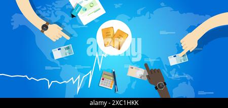 Goldpreis steigt an steigender Anstieg des internationalen Handelsmarktes für Metallrohstoffe Stock Vektor