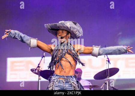 Manchester, USA. Juni 2024. Durand Bernarr während des Bonnaroo Music and Arts Festivals am 13. Juni 2024 in Manchester, Tennessee (Foto: Daniel DeSlover/SIPA USA) Credit: SIPA USA/Alamy Live News Stockfoto