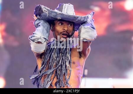 Manchester, USA. Juni 2024. Durand Bernarr während des Bonnaroo Music and Arts Festivals am 13. Juni 2024 in Manchester, Tennessee (Foto: Daniel DeSlover/SIPA USA) Credit: SIPA USA/Alamy Live News Stockfoto