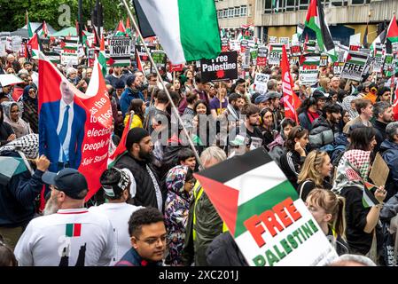 Pro-palästinensische Proteste in Zentral-London am 08.06.2024, London, England, Vereinigtes Königreich Stockfoto