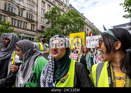 Pro-palästinensische Proteste in Zentral-London am 08.06.2024, London, England, Vereinigtes Königreich Stockfoto