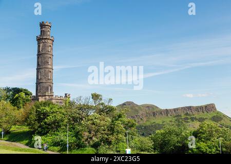 Das Nelson Monument ist ein Gedenkturm zu Ehren von Vizeadmiral Horatio Nelson auf dem Calton Hill in Edinburgh, Schottland Stockfoto