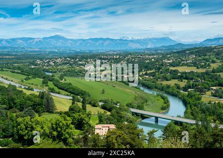 Sisteron. Blick auf den Durance Fluss von der Zitadelle. Alpes-de-Haute-Provence. Provence-Alpes-Côte d'Azur. Frankreich Stockfoto