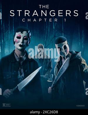 The Strangers: Kapitel 1 (2024) von Renny Harlin mit Madelaine Petsch, Rachel Shenton und Gabriel Basso. Ein junges Paar fährt durchs Land zu einem Neuanfang; leider haben sie keine andere Wahl, als in einer abgelegenen Airbnb in Oregon einen Halt zu machen und eine Nacht des Terrors gegen drei maskierte Fremde zu ertragen. Werbeplakat ***NUR REDAKTIONELLE VERWENDUNG***. Quelle: BFA/Lionsgate Stockfoto