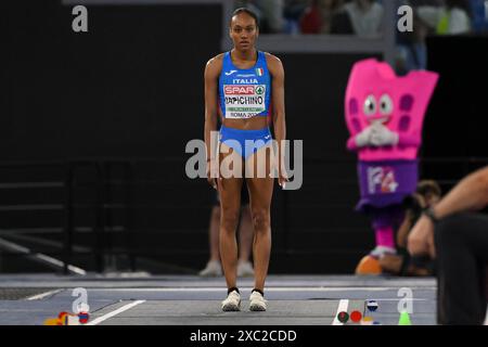 Larissa Iapichino aus Italien tritt am 12. Juni 2024 im Langsprung-Finale der Leichtathletik-Europameisterschaften im Olimpico-Stadion in Rom (Italien) an. Larissa Iapichino belegte den zweiten Platz und gewann die Silbermedaille. Stockfoto