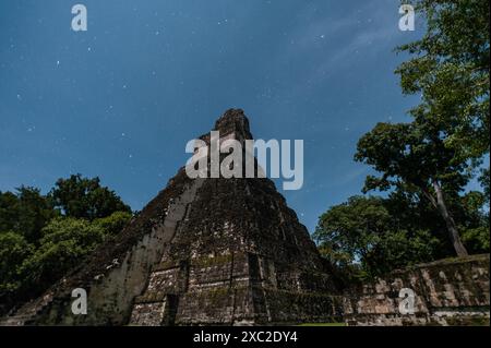 Pyramide des großen jaguar in Tikal Guatemala unter den Sternen Stockfoto