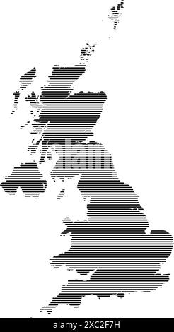 Karte des Vereinigten Königreichs mit einer Vektorgrafik mit Linierung Stock Vektor
