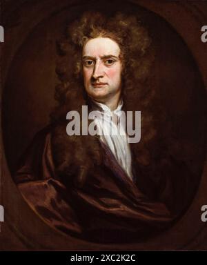 Sir Isaac Newton (1642–1727), englischer Wissenschaftler, Portraitgemälde in Öl auf Leinwand von Sir Godfrey Kneller, 1702 Stockfoto