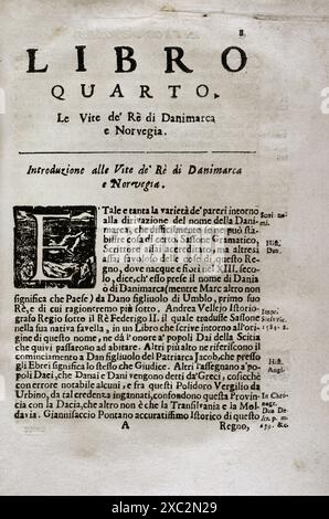 "Mappamondo Istorico". Band V. Teil III. Das Leben der Könige von Dänemark und Norwegen vom Beginn der Monarchie bis 1705. Buchen Sie Vier. Einführung. Von Pater Antonio Foresti (1625–1692), von der Gesellschaft Jesu. Parma, 1710. Stockfoto