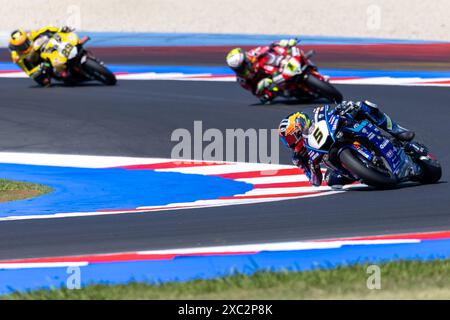 Misano, Italien. Juni 2024. Philipp Oettl (ESP) Yamaha YZF R1, GMT94 Yamaha während der FIM Superbike World Championship Pirelli Emilia-Romagna Round auf Misano World Circuit, Misano Adriatico, Italien am 14. Juni 2024 während der SBK - Pirelli Emilia-Romagna Runde, World Superbike - SBK Rennen in Misano, Italien, 14. Juni 2024 Credit: Unabhängige Fotoagentur/Alamy Live News Stockfoto