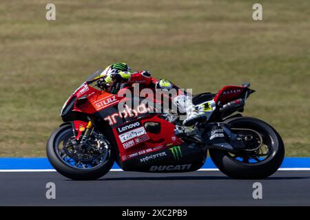 Misano, Italien. Juni 2024. Alvaro Bautista (ESP) Ducati Panigale V4R, Aruba. IT Racing - Ducati während der FIM Superbike World Championship Pirelli Emilia-Romagna Round auf dem Misano World Circuit, Misano Adriatico, Italien am 14. Juni 2024 während der SBK - Pirelli Emilia-Romagna Round, World Superbike - SBK Rennen in Misano, Italien, 14. Juni 2024 Credit: Independent Photo Agency/Alamy Live News Stockfoto