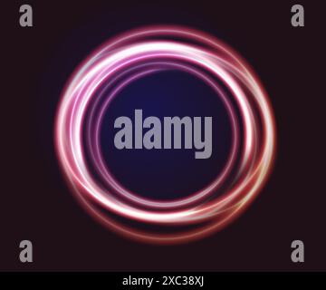 Leuchtender Neonring. Funkeln Sie auf dem dunklen Hintergrund. Stockfoto