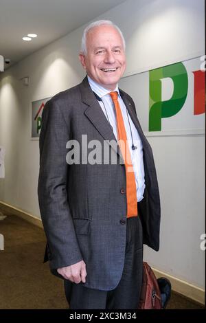 Roma, Italien. Juni 2024. Marco Tarquinio in Occasione dell'Assemblea dei neo eletti PD al Parlamento Europeo, sede nazionale PD A Roma, Venerdì, 14 Giugno 2024 (Foto Mauro Scrobogna/LaPresse) Marco Tarquinio anlässlich der Versammlung der neu gewählten PD im Europäischen Parlament, nationaler Sitz der PD in Rom, Freitag, 14. Juni 2024 (Foto: Mauro Scrobogna/LaPresse) Credit: LaPresse/Alamy Live News Stockfoto