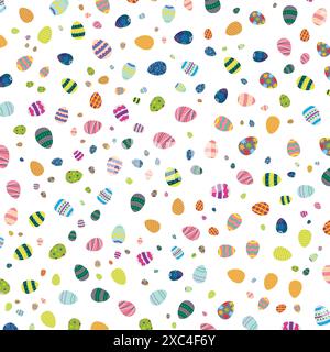 Happy Easter Muster. Ostereier mit unterschiedlicher Textur. Frühlingsferien. Vektordarstellung isoliert. Frohe ostereier. Stock Vektor