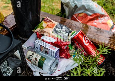 Charkiw, Ukraine, 13. Juni 2024 Aleja Slawy, Militärfriedhof südlich von Charkiw. Hier ruhen Soldaten, die Helden, die die Ukraine verteidigten. Stockfoto