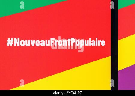 Paris, Frankreich. Juni 2024. Julien Mattia/Le Pictorium - neue Pressekonferenz der Volksfront - 14/06/2024 - France/Ile-de-France (Region)/Paris - Illustration bei der Pressekonferenz der Nouveau Front Populaire im Maison de la Chimie, Paris, 14. Juni 2024. Quelle: LE PICTORIUM/Alamy Live News Stockfoto