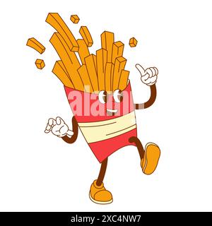 Pommes Frites groovige Comic-Figur Stock Vektor