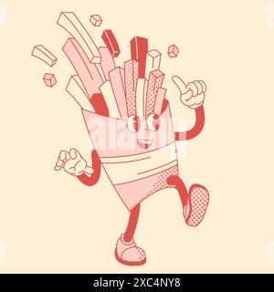 Pommes Frites groovige Comic-Figur Stock Vektor