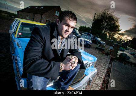 Michael Carroll, Lotto lout, in seinem Haus in Fenland. Stockfoto