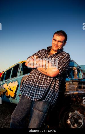 Michael Carroll, Lotto lout, in seinem Haus in Fenland. Stockfoto