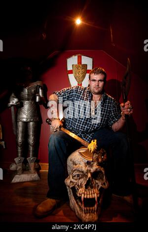 Michael Carroll, Lotto lout, in seinem Haus in Fenland. Stockfoto