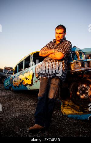 Michael Carroll, Lotto lout, in seinem Haus in Fenland. Stockfoto